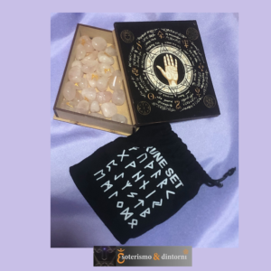 Rune in quarzo rosa con scatola