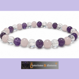 Bracciale in Ametista, Cristallo di rocca e Quarzo rosa